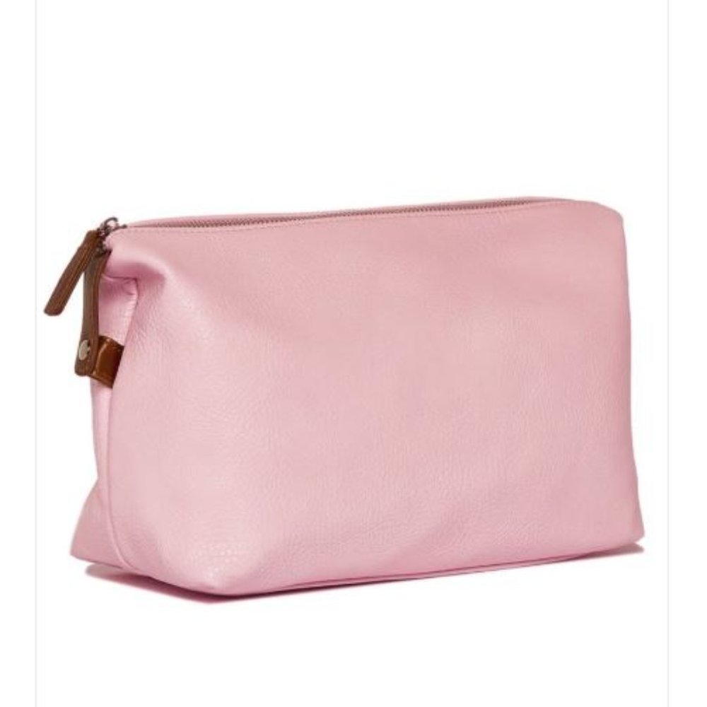 Large Pink Leather Make-Up/Toiletries Bag